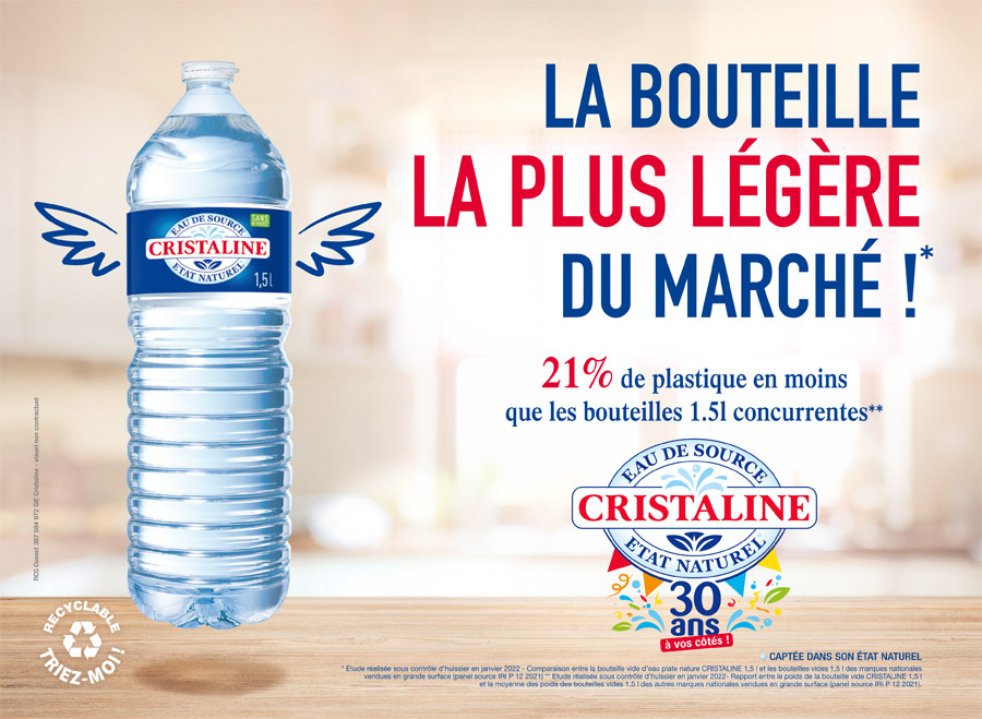 Un lot de bouteilles Cristaline impropre à la consommation