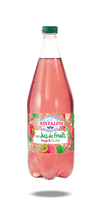 Cristaline gazeuse 1 l arôme fraise & menthe