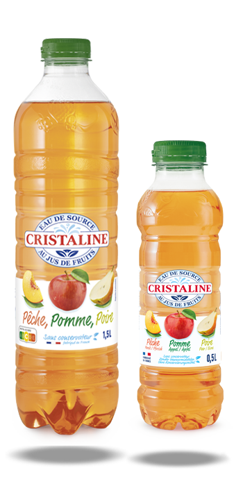 Cristaline arômatisée pêche pomme poire 1,5L & 50cL